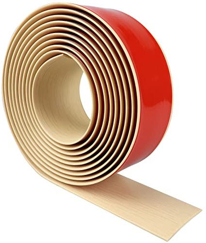 Seuil de porte adhesif profil de transition barre de seuil de porte bande de transition sol en vinyle bande de seuil en grain de bois bande de recouvrement pour planchers stratifié (Beige, 300×4cm)
