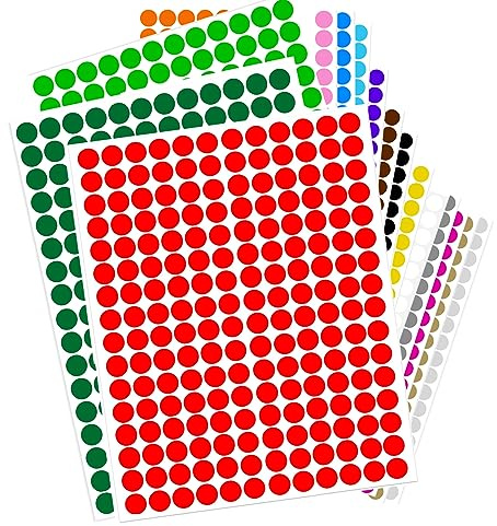 3264 Pcs Coloured Dot Stickers, 10mm Self Adhesive Circle Coding Sticker Labels for Colour Coding Calendar Organising DIY Crafts Gift Bags Cards Envelope (16 Colors)