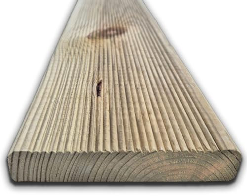 Pavimento in Legno per Esterno da 240x14,5x2,7 cm, in Pino Massello Antiscivolo