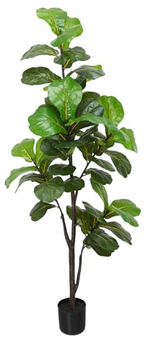 Artificial Fiddle Leaf Fig Tree 6ft, Large Faux Plant Fake Ficus lyrata Silk Trees with Pot for Indoor Outdoor House Living Room Office Home Decor