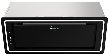 KKT KOLBE Dunstabzugshaube 72 cm | Abluft | Umluft | Inselhaube | Unterbauhaube | Schrank oder Deckenmontage | Edelstahl | Schwarz Glas | Nachlaufautomatik | LB720