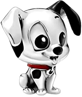 Lkwidi Donna Ciondolo-101 Dalmati Patch Dog Argento 925 Colgantes con Zirconia cubica per Charm Bracciale