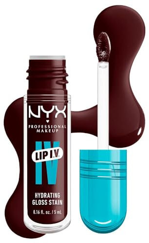 NYX Professional Makeup Lucidalabbra Idratante, Gloss Tinta 2in1, Effetto Bagnato o Matte, Idratazione 12H, Con Vitamina B12 e Magnesio, Lip IV Hydrating Gloss Stain, Tonalità: 15 Water 'Bout Wine?