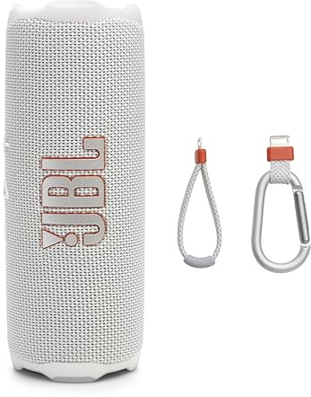 JBL Flip 7 - Portable Waterproof and Drop-Proof Speaker, Bold Pro Sound with AI Sound Boost, 16Hrs of Playtime, and PushLock System with Interchangeable Accessories (White)