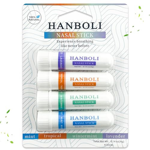 Nasal Stick 4 Pack, Inhalador Nasal De Aromaterapia Menta,palo Nasal Portátil,tubos De Inhalador De Aceites Para Viajar Y Aumentar La Concentración Y Limpiar El Pasaje Nasal