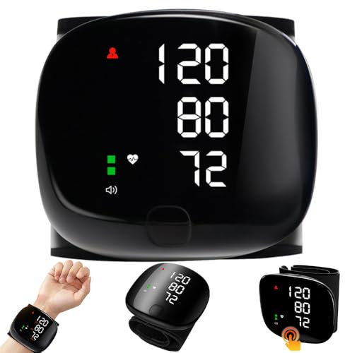 Rppiup Wrist Blood Pressure Monitors, Arm Blood Pressure Monitors with Led Touch Screen, Portable Blood Pressure Machine with Touch Screen, Automatic Voice, Rechargeable and Adjustable Cuff