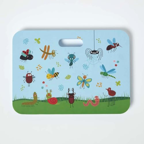 Homescapes Garten Kniekissen für Kinder, buntes Kniepolster 20x28 cm mit Tragegriff, Knieunterlage mit Insekten-Motiv für kleine Gärtner ab 3 Jahren