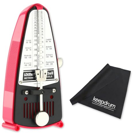Wittner Taktell Piccolo 830361 mechanisches Metronom Dunkelrosa mit keepdrum Mikrofasertuch