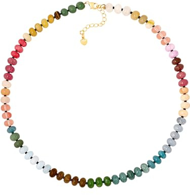 Hanary Trendy Boho Colorful Beaded Crystal Choker, Y2k Summer Beach Necklace, Boho Necklace, Hippie Jewelry, Christmas Jewelry Gift for Women