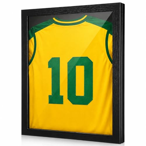 Cabilock Scatola per uniforme sportiva in legno con frontale trasparente per baseball, calcio, basket, espositore da parete per collezione di camicie e cimeli