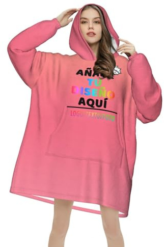 Bata Manta Polar Hombre Personalizado Sudadera Manta Mujer Personalizada con Capucha con Imagen, Texto o Nombre Batamanta Hombre Invierno, Regalos Navidad Cumpleaños para Parejas Amigos Familia