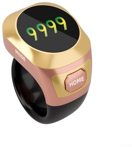 Gdfnmogo Contatore intelligente per anelli con schermo a colori, Tasbih elettronico ricaricabile per preghiera, perline digitali Dhikr impermeabili, contatore che si illumina al buio (rosa)