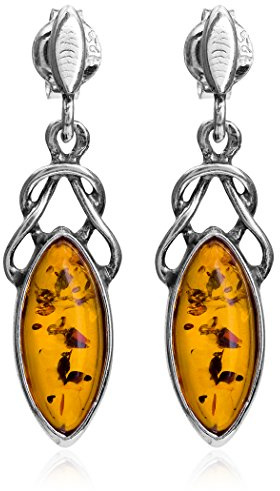 Ian and Valeri Co. Amber Sterling Silver Celtic Marquise Shape Stud Earrings