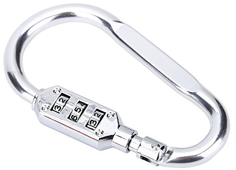 Tbest Cerradura de Mosquetón de Equipaje Bolsa de Viaje Cerradura de Combinación de Seguridad de Equipaje Candado de Mosquetón de Cierre para Maleta de Viaje, Escalada al Aire (plata)