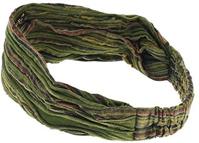 KUNST UND MAGIE unisex hippie Stonewashed Batik Kopfband Stirnband Goa Yoga, Farbe:Army Green