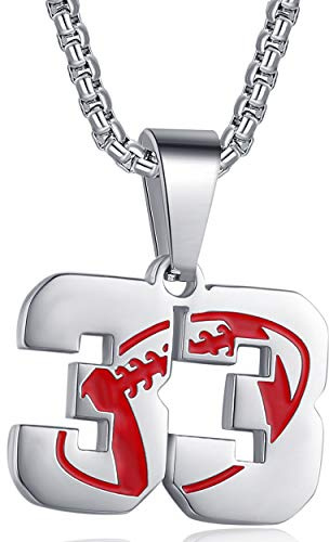 American Football Rugby Jersey Number 33 Pendant Necklace for Women Men
