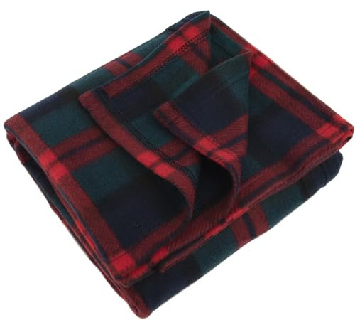 Trail maker 50x60 Throw Blankets, Plaid Fleece Throw Blankets for Bedroom, Couch, Livingroom, Chair, Pets, Outdoors (Red/Green)