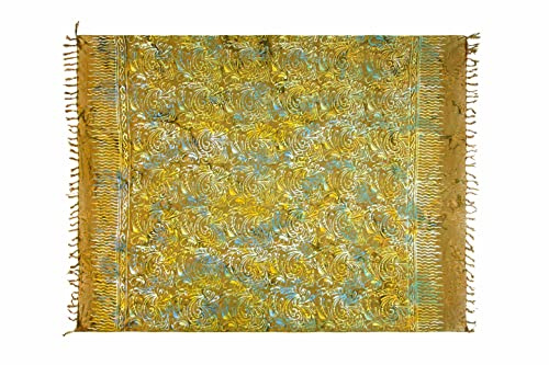 SAIVONA Sarong de Mujer Sarong de Mujer Sarong Cruzado Sarong Cruzado Sarong Tela de Playa Falda Playa Toalla de Playa Toalla Cruzada Mujeres Hecho a Mano Comercio Justo Batik Beige producción Batik