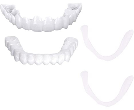 Karjiaja,1 Paar Prothesen Gefälschte Zähne, Falsche Künstliche Temporäre Zahnspange Lächeln Furniere Kosmetische Provisorische Zahnersatz Veneers Oben und Unten