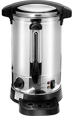 Yakimz Glühweinkocher Edelstahl Heißwasserspender 8,8L 1500W Glühweinkessel Glühweinautomat Temperatureinstellung 30-110°C Heißgetränkeautomat mit Auffangschale