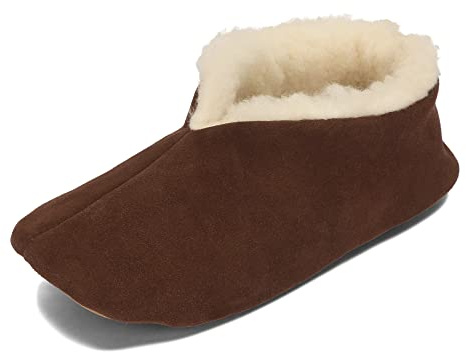 BeComfy Unisex Caldo Pelle Lana Pantofole Donne Uomini Inverno Foderato Camoscio Pantofole 36-46 EU (Marrone, Sistema Taglie Calzature EU, Adulto, Numero, Media, 42)