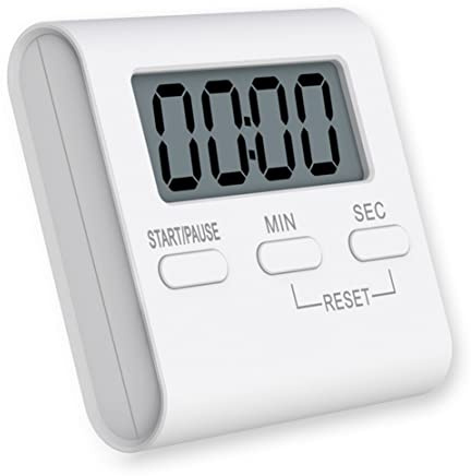 JZK Small Digital Kitchen Timer For Cooking, White Magnetic Kitchen Timer With Loud Alarm For Elderly People and Kids, Simple Electronic Kitchen Timer