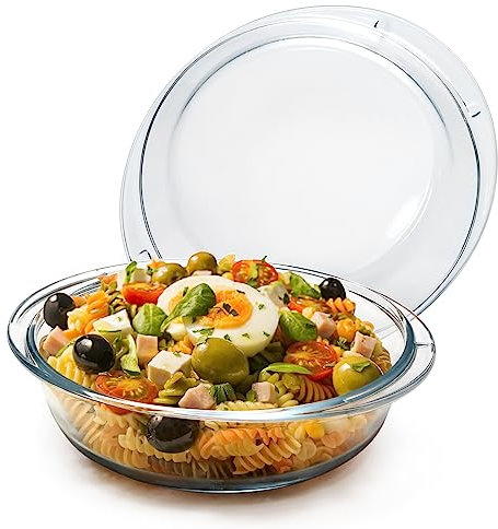 NUTRIUPS Mini-1 Liter Casseruola in Vetro con Coperchio in Vetro, Forno Rotondo Sicuro con Manici