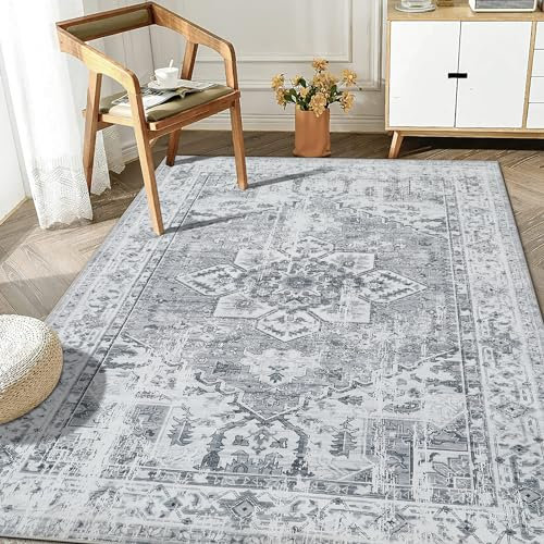 WONGS BEDDING Boho Teppich Wohnzimmer Schlafzimmer Kurzflor Teppiche Waschbar Weich rutschfest Vintage Design