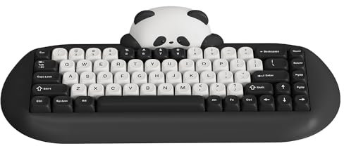 YUNZII C68 Panda Wireless Mechanical Gaming Keyboard, 68 Keys Cute Layout with PBT Keycaps,RGB Backlit, Hot Swappable,Creamy Switches,BT5.0/2.4G/Wired for Win/Mac(Black,Panda Switch)