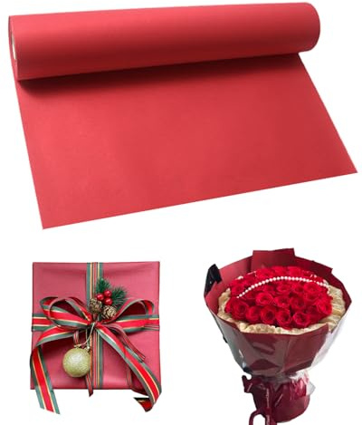 Rotolo Carta da regalo, Carta Kraft 30cm,Carta Imballaggio per Confezioni Regalo, Artigianato,Decorazione (Rosso, 5M)