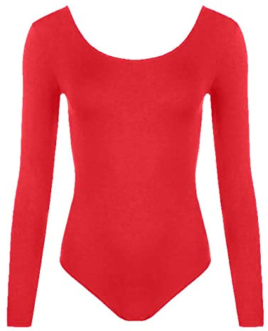 Reshmena® Girls Long Sleeve Gymnastics Ballet Dance Tops Bodysuit One-Piece Unitards Jumpsuit Girl Dancing Ballet Athletic Leotards (Red, 7-8 Years)