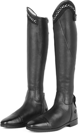 TuffRider Ladies Imperial Tall Riding Boots with Crystals- Black-7- Slim