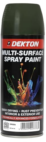 Dekton Multi-Surface Spray Paint, Green, Quick Drying-Rust Prevention-Interior& Exterior Use, 400 ml