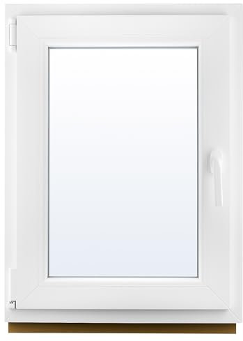 Plamet - Fenster 60x80 cm, Kellerfenster, Kunststofffenster, PVC Fenster - 3 Scheiben, 1 Scheibenzwischenraum mit Argon gefüllt - Schutz vor Lärm und Kälte - Rahmen Weiß, Scheibe Klar - 4-10-4-10ar-4i