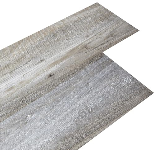 INMOZATA 36pcs/5.02㎡ Self Adhesive Floor Planks Lino Flooring with Grey Wood Effect Floor Tiles Self Adhesive 2.0 mm Thick for Kitchen Living Room and Bathroom Floor Planks(5.02㎡,Grey Gradient)