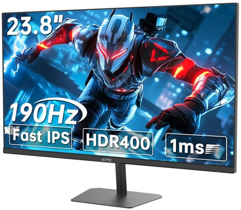 KTC 24 Inch Gaming Monitor, FHD 1080P@180Hz (OC 190Hz) Monior with Fast IPS Panel, 1ms Response Time, Adaptive Sync, HDR400, 133% sRGB, HDMI 2.0 / DP 1.4, Hardware Anti-Blue Light, VESA 100 * 100mm