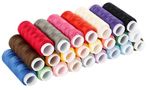24 stycken sytråd 100 % polyester, sytråd för symaskin slitstyrka 24 färger 200 yard, överlockgarn för sömnad, lappteknik