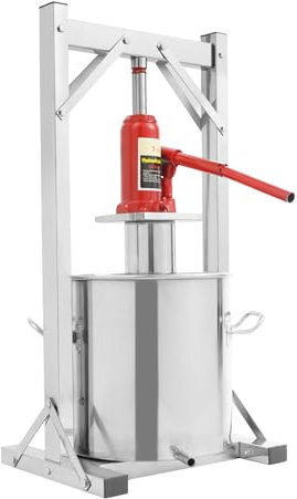 Presse hydraulique à fruits 12 l - Facile à utiliser - Grande capacité - Outil de pressage à vin - Structure stable - Pour presser des fruits mous comme des raisins