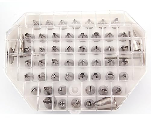 55PCs Stainless Steel Icing Piping Tips Set with Decoration Nozzles, Flower Nails, and Coupler for Professional Cake, Cupcake Decorating and Baking