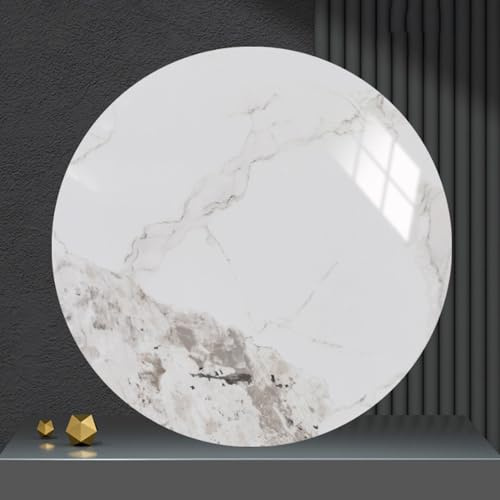 Dijateman Mesa de Comedor Bandeja de Servicio Giratoria de 360°, Multifunción Redonda Mármol Placa Giratoria, Grande Silenciosos Pantalla Bandeja, Adecuado para todos Superficie de Mese(White gray,100