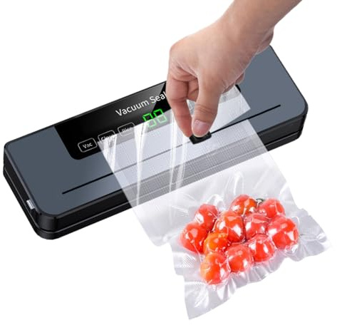 Msiud Machine de Mise Sous Vide Alimentaire 5 en 1, 90KPa Appareil de Conservation Automatique avec 50 Sacs, Mode Sec/Humide avec Écran Tactile LED pour Viande Poisson Légumes