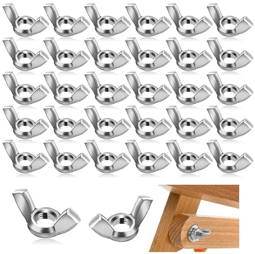 Funngy Écrou Papillon M6, 30 PCS Écrou Papillon Acier Inoxydable 304 INOX Écrous à Oreilles et à Ailettes pour Bricolage et Visserie