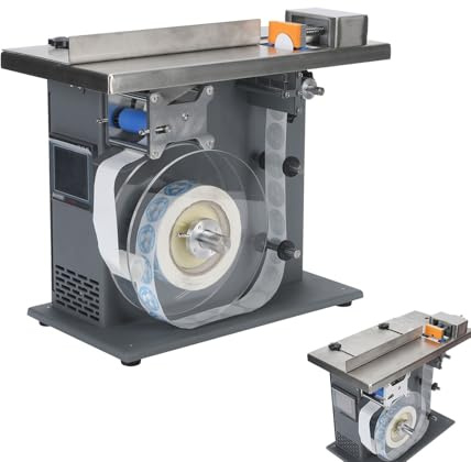 SIEEOUR PLC Kontroll 90° Hörn Etikettapplikator, Halvautomatisk Etiketteringsmaskin, Med Pekskärm, ±0,5mm Accuracy, Längdjustering, 15-30 Etiketter/Min, för Kosmetisk Förpackning