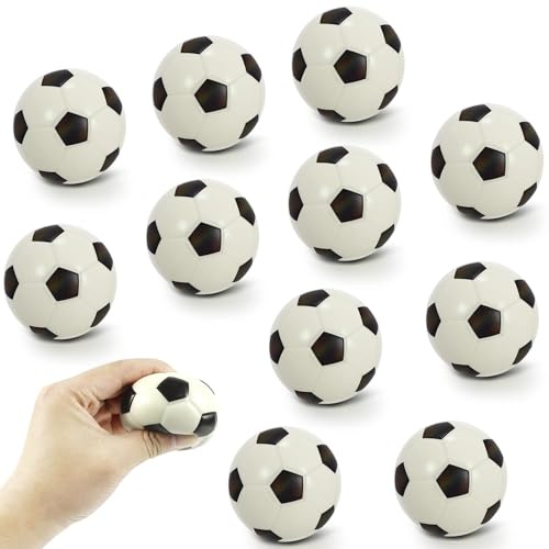 Leyrens Pack de 12 PièCesballon Foot Enfant, Ø 6 cm Balle Anti Stress Enfants, Mini Balles de Sport en PU, Balle Anti-Stress Fidget Toy, AméLiore La Mobilité, pour Enfants et Adultes