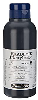 Schmincke - AKADEMIE® Acryl, röksvart, 250 ml flaska, 23 771 027, fin akrylfärg för konstnärer, hög glans, ljusbeständighet och opacitet, blandad med andra akrylfärger,