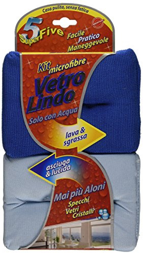 SUPERFIVE Panni Spugna per Vetri Doppio Lato, Lava e Asciuga Senza Aloni, Kit Microfibre (vetrolindo)