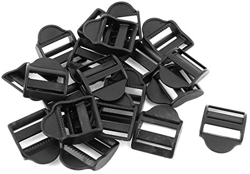 sourcingmap® Plastic Webbing Strap Ladder Slider Buckles Lock 25mm 20 Pcs Black