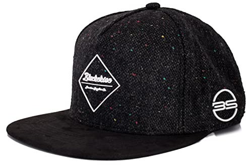 Blackskies® Hades Snapback Cap | Herren und Damen Schirm Kappe | Premium Baseball Mütze Basecap Gum Spot Brand Logo Wolle Schwarz Speckle