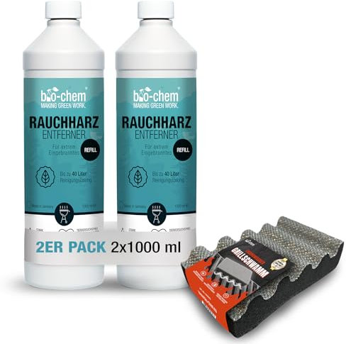 Bio-Chem - Décapant résine de fumée 2L + éponge - nettoyant degraissant 2 en 1 Vaporisateur nettoyant résine de Grill et Barbecue - Entretien grilles de barbecues
