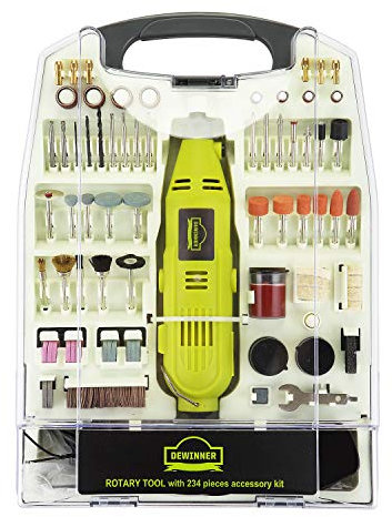 DEWINNER Rotary Multi-Tool, 135W 6 Variable Speed 8000-35000 RPM, 233 pcs Accessories Mini Tool Kit Set Case, DIY Creation for Craft Project Functional Polishing Cleaning Cutting Sanding Carving